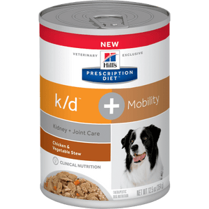 Hill's Prescription Diet k/d + Mobility Canine Canned Chicken & Vegetable **Format Stew** 354 g/PKG 12