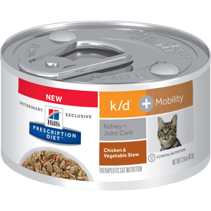 Hill's Prescription Diet k/d + Mobility Feline Canned Chicken & Vegetable **Format Stew** 84 g/ PKG 24